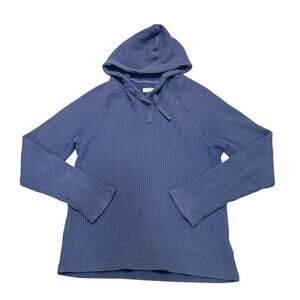 UGG Men Blue Thermal Hoodie Waffle Knit Sweater Small Lounge Travel Casual Comfy